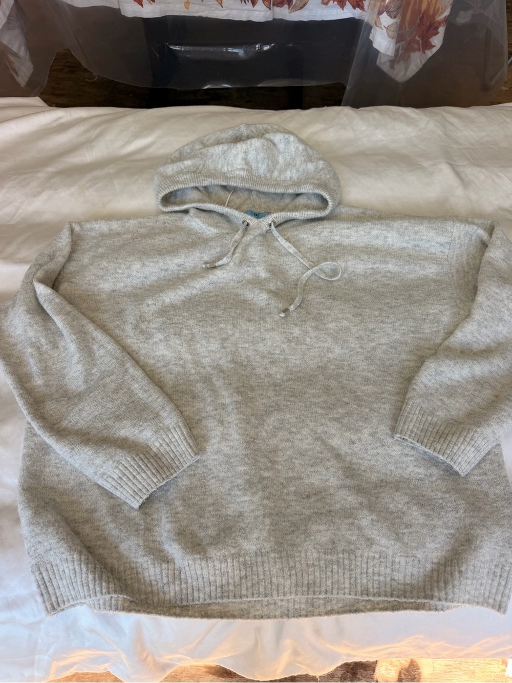 CeCe Light Gray Crewneck Hooded Sweater size L